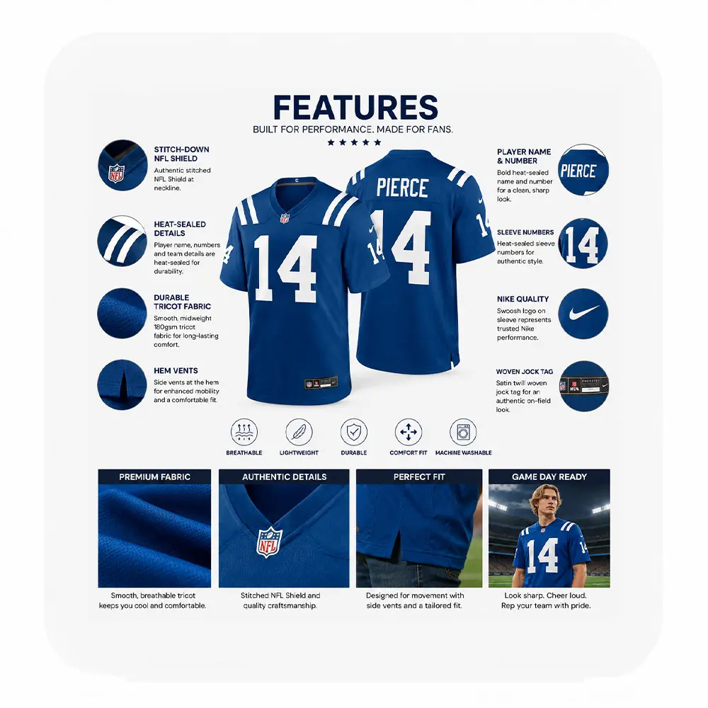 Details For Alec Pierce Indianapolis Colts Royal Game Jersey Details For Alec Pierce Indianapolis Colts Royal Game Jersey