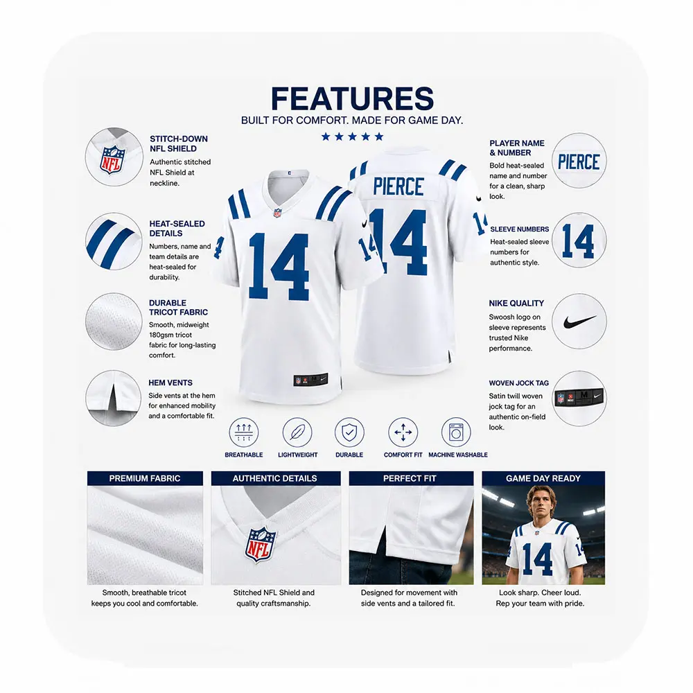 Details For Alec Pierce Indianapolis Colts White Game Jersey Details For Alec Pierce Indianapolis Colts White Game Jersey