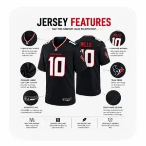 Details For Davis Mills Texans Game Navy Jersey
