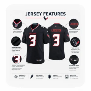 Details For Kamari Lassiter Navy Texans Game Jersey