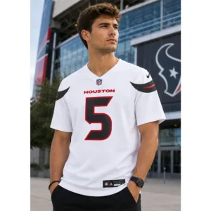 View For Jalen Pitre Houston Texans White Game Jersey