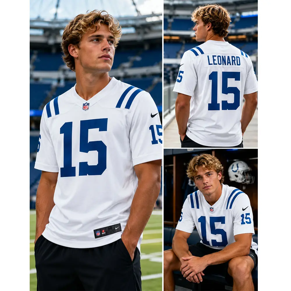 View For Riley Leonard Indianapolis Colts White Game Jersey View For Riley Leonard Indianapolis Colts White Game Jersey