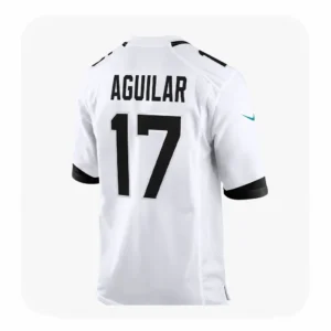Back View For Joey Aguilar Jacksonville Jaguars Game White Jersey