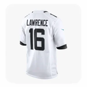 Back View For Trevor Lawrence Jacksonville Jaguars Game White Jersey