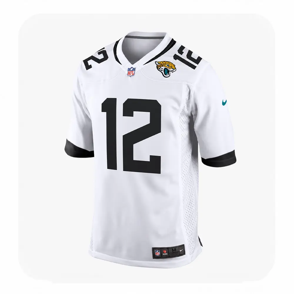 Front View For Travis Hunter Jacksonville Jaguars White Game Jersey Front View For Travis Hunter Jacksonville Jaguars White Game Jersey
