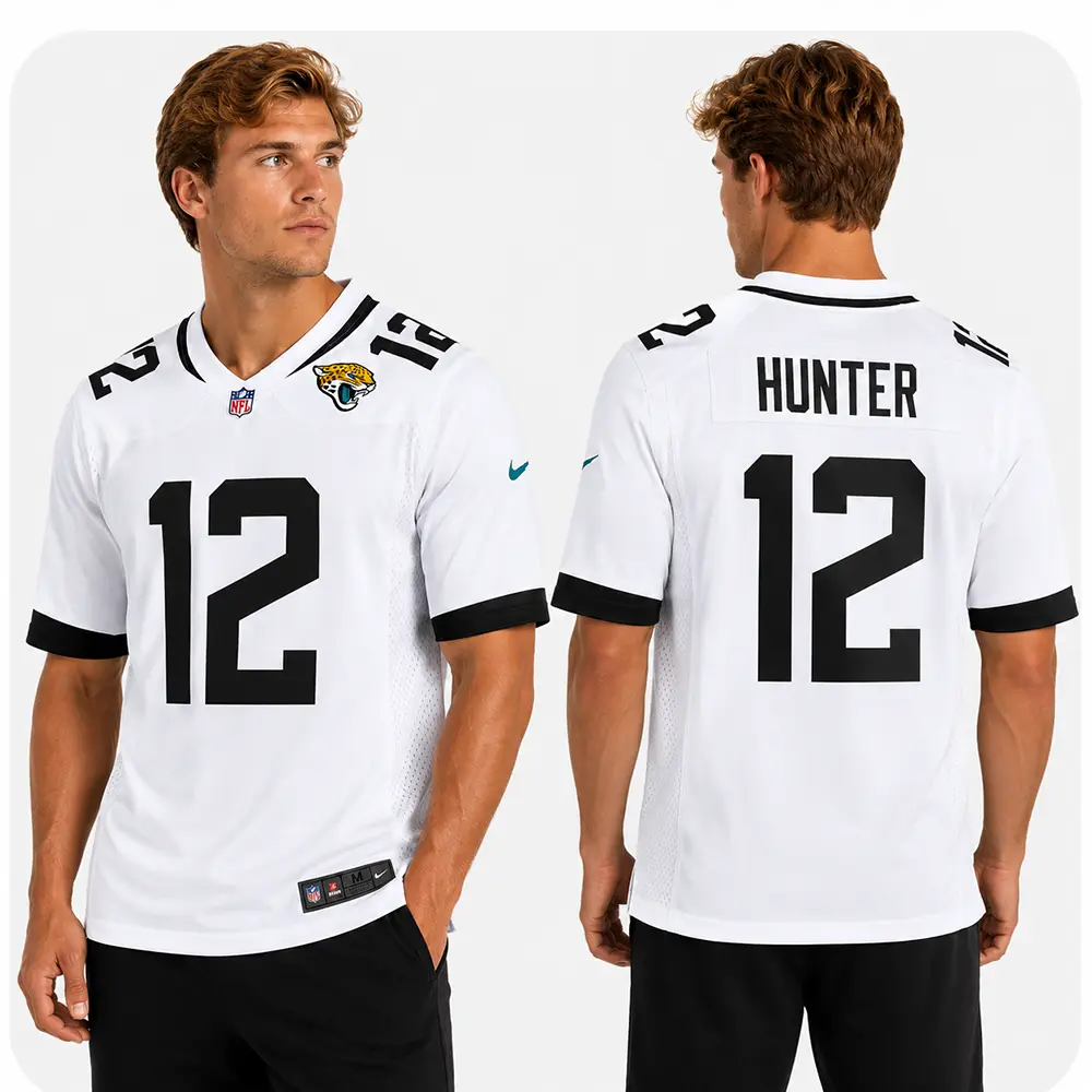 View For Travis Hunter Jacksonville Jaguars White Game Jersey View For Travis Hunter Jacksonville Jaguars White Game Jersey
