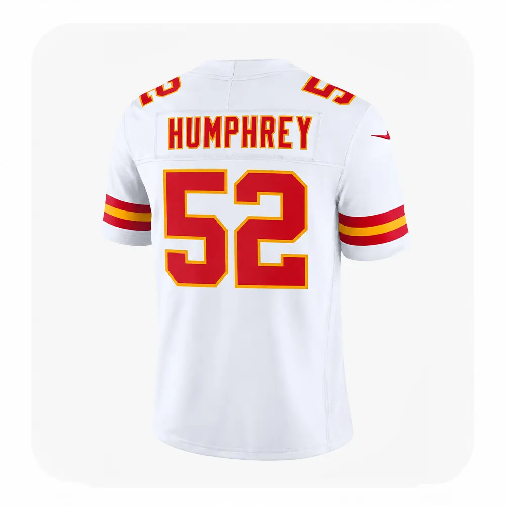 Back View For Creed Humphrey Chiefs White Vapor Jersey Back View For Creed Humphrey Chiefs White Vapor Jersey