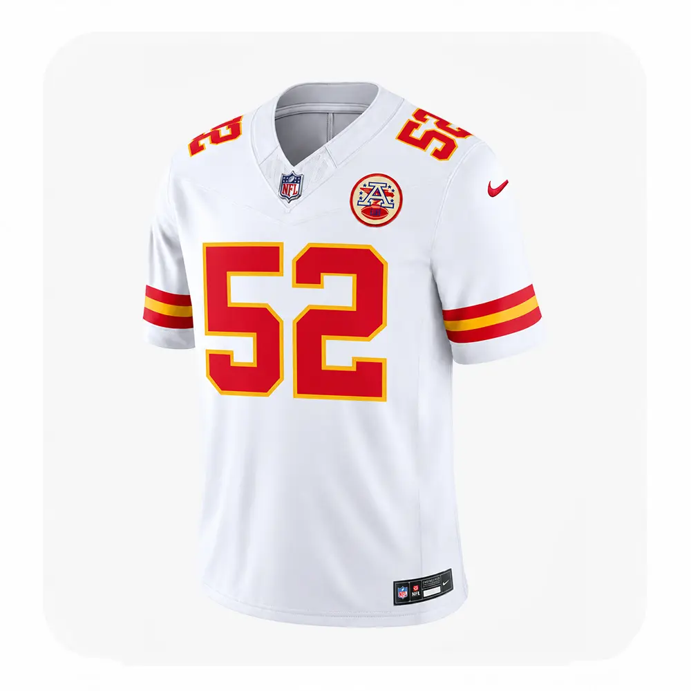 Front View For Creed Humphrey Chiefs White Vapor Jersey Front View For Creed Humphrey Chiefs White Vapor Jersey