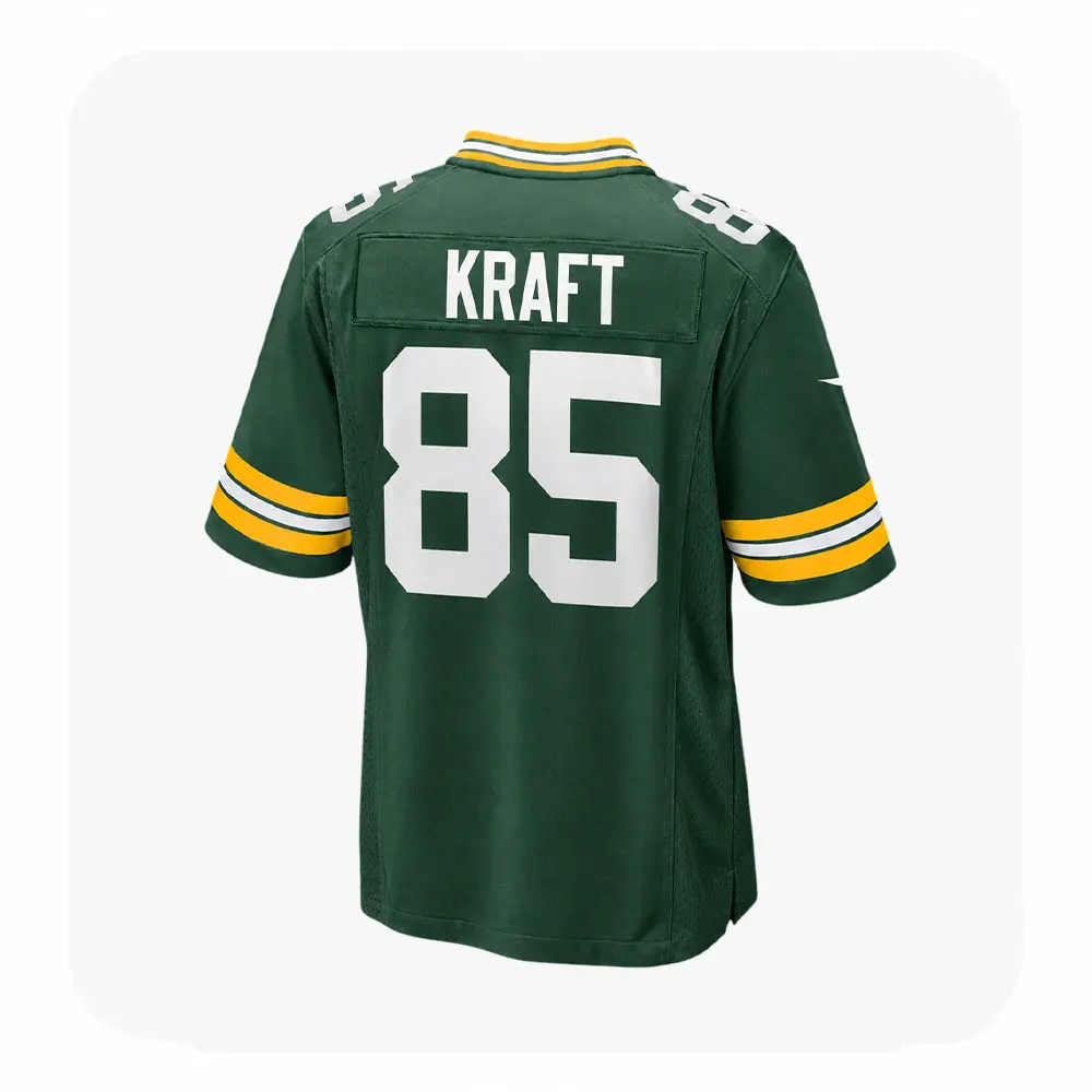 Back View For Tucker Kraft Green Bay Packers Green Game Jersey Back View For Tucker Kraft Green Bay Packers Green Game Jersey